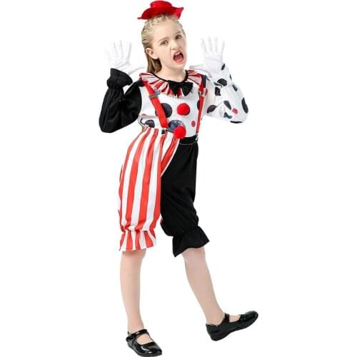 Childrens Day Purim Halloween Circus Clown Costumes Boys Kids Funny Clown Costume For Carnival Fantasia Cosplay for Girl Boys