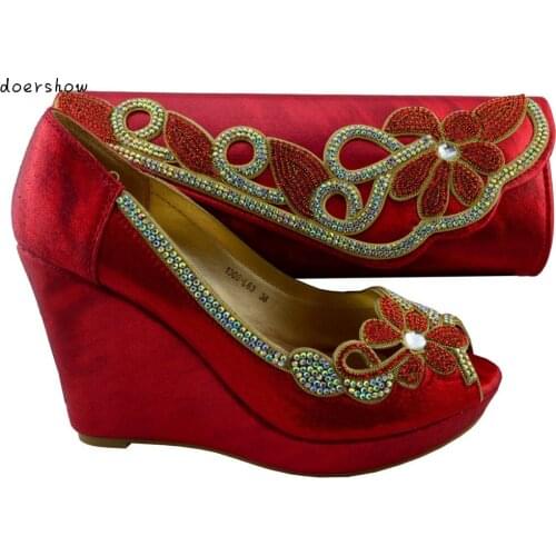 Doershow Fast Shipping Fashion African Wedding Shoes With Matching Bags African Women Shoes and Bags Set Free Shipping!! HZL1-29