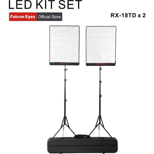 Falcon Eyes 100W Bi-Color LED Studio Video Fotografia Light Waterproof Continuous Lighting Portable Photo Selfie Lamp Kit Set