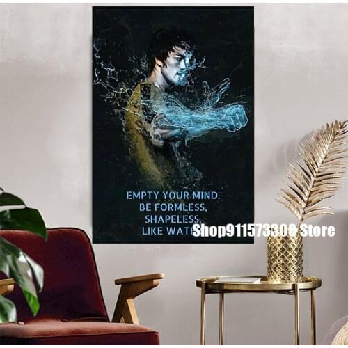 Chinese Kongfu Bruce Lee Motivational Poster Wall Art (Water) canvas art Prints Wall Art For Living Room Bedroom Home Decor