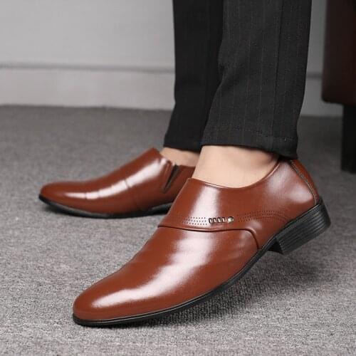 Leather Loafers Men Shoes Big Size 48 Brown Black Mens Formal Shoes Man Elegant Wedding Shoe for Men Oxford Leather Dress Shoes