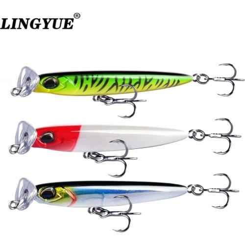 LINGYUE POPER Fishing Lure 85mm 14g Sinking Wobbler Long Casting Minnow Depth ALLWATER Bass Pike Artificial Bait Tackle
