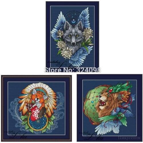 Fox, wolf, lion, dream catcher patterns Counted Cross Stitch 11CT 14CT DIY Cross Stitch Kits Embroidery Needlework Sets