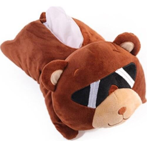 Cartoon Plush Doll Napkin Boxes Cute Tissue Box Creative Portable Car Paper Storage Box Home Living Room Supplies