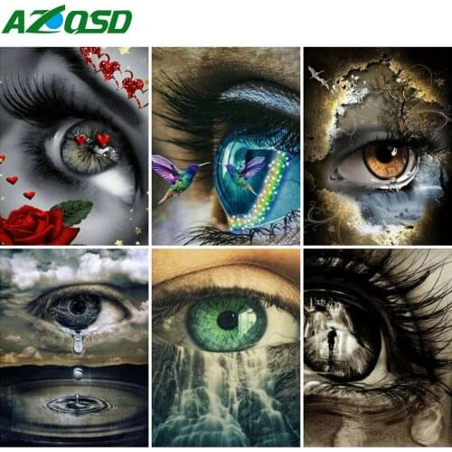 AZQSD DIY Coloring By Numbers Eye Woman Acrylic Paint HandPainted Oil Painting Drawing On Canvas Portrait Wall Art Decor