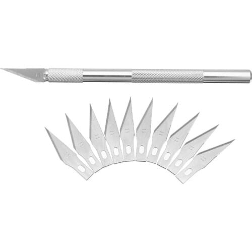 Non-Slip Metal Scalpel Knife Tool Kit Cutter Engraving Craft Knives +10pcs Replaceable Blades Mobile Phone DIY Repair Hand Tools