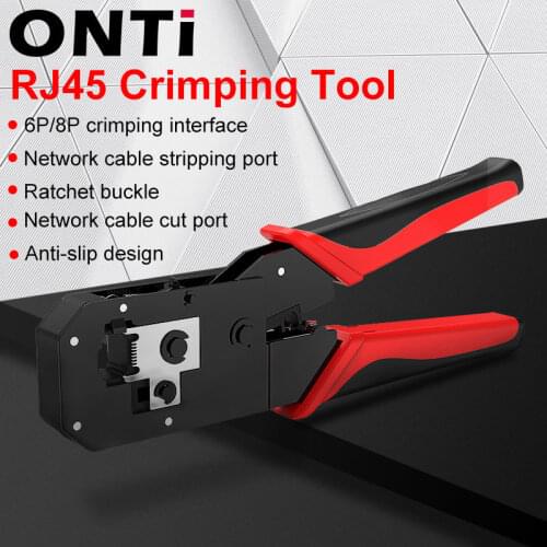 ONTi RJ45 Crimping Tool Ethernet Network LAN Cable Crimper Cutter Stripper Plier Modular 8P RJ45 and 6P RJ12 RJ11