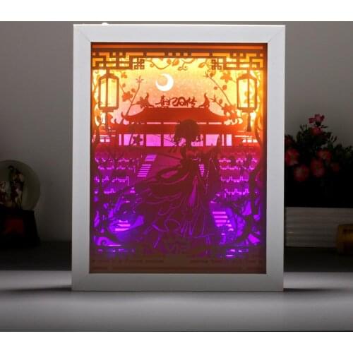 Wholesale Ps plastic shadow boxes paper craving lamp 3d shadow box wall art decoration lighting painting frame