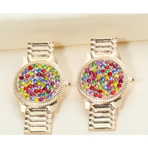 Wholesale Luxury Watch Earrings Za New Colorful Rainbow Crystal Big Dangle Drop Statement Earrings Women Fashion Jewelry 2021