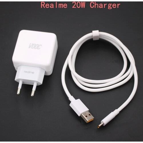Original Realme EU Fast Charging Plug Power Adapter Type C Cable 20W Super VOOC Charger For Realme 7i 7 6 Pro V15 Q3 GT X50 X50m