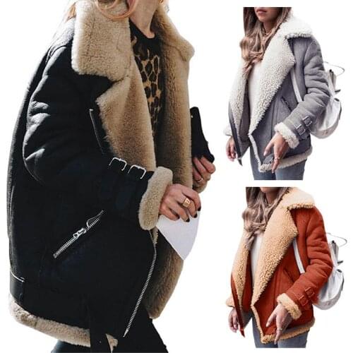 Autumn and Winter Korean Style Loose Large Size Fur Warm Coat Jackets Velvet Cotton Lapel Thick Casual Suede Woman Outerwears