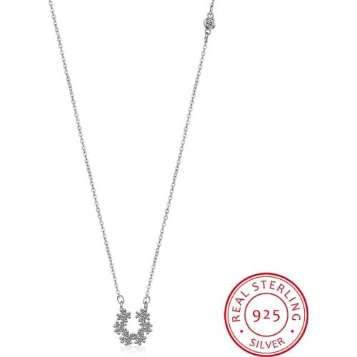 Sweet Fashion 925 Sterling Silver Flower Zirconia Clavicle Chain Necklace collares choker For Women S-N341