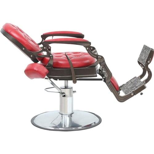 Hairdressing Chair with Aluminum Alloy Frame for Barber Shop Lifting Hair Salon European Retro Rotating Barber Chairs