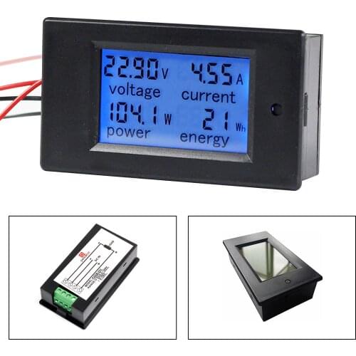 DC 20A 100V LCD Digital Volt Voltage Watt Current Power Meter Ammeter Voltmeter