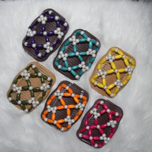 Colorful Pearl flower beads comb 20pcs/lot professional work lady hair accessory