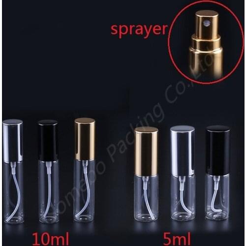 500pcs 5ml 10ml Transparent Glass Spray Bottle Small Cosmetic Packing Atomizer Perfume Bottles Atomizing Spray Liquid Container