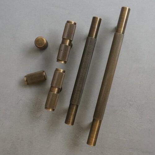 Retro Solid Bronze Brass Knurled Handle Pulls Cupboard Wardrobe Dresser Box Drawer Cabinet Knobs and Handles Furniture Hardware