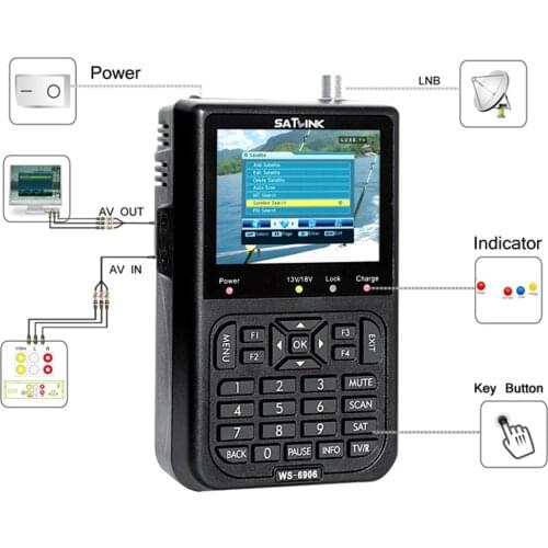 Satlink Meter WS-6906 3.5" LCD Display FTA Digital Satellite Meter Satellite Finder Satfinder WS 6906 Satlink Ws6906