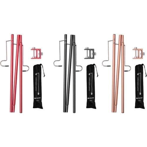 Outdoor Folding Dual Hook Camping Lamp Pole Kit Desktop Fixing Detachable Lantern Stand Camping Tent Light Holder Hangers