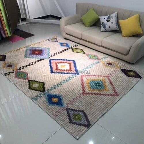 Modern Simple Livingroom Carpet Nordic Morocco Home Thick Rugs and Carpet for Bedroom Geometric Anti-skid Bedside Floor Mat