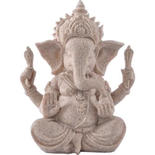The Sand Stone Statue Hand Carve Culture Sculpture Figurine Elephant Buddha
