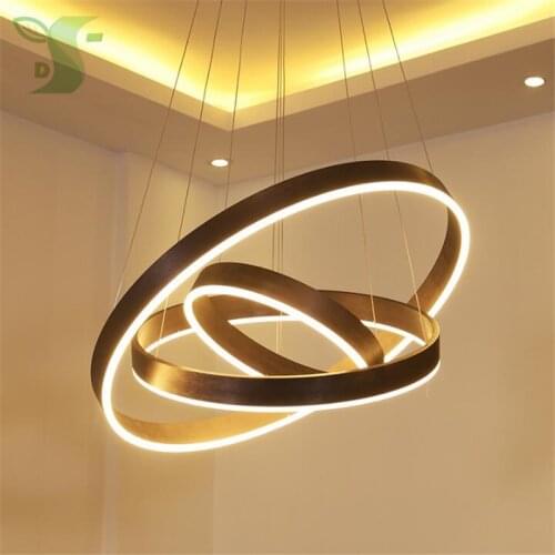 Nordic style LED chandelier 18-78W 1-3 rings AC85-265V dimmable hanglamp with remote control Acrylic ledlamp free