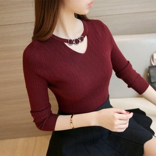 Lady Casual Fashion O-neck Sweater Slim-fit Knit Sweater Female Long-sleeved Harajuku Pullover Bottoming Shirt Autumn Winter Top