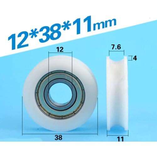 [U1238-11]Free Shipping 10PCS U groove 6001zz ball bearing POM plastic bearing pulley wheel 12mm*38mm*11mm