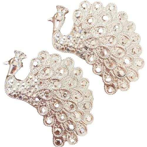 12pcs Bling Resin Silver Crown Peacock Flatback Stone DIY Wedding Scrapbook HomeFigurines Ornament Craft OF657