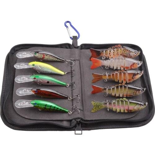 10pcs Wobbler Crankbaits Fishing Lure Set 5pcs Jointed Swimbait Lure And 5pcs MINNOW Hard Bait With Black Bags