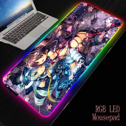 Sexy Anime Gaming RGB Glow Mouse Pad Gamer Computer Mousepad Backlit Mause Pad Large Mousepad XXL for Desk Keyboard LED Mice Mat