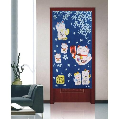 Classical Chinese Japanese Style Lucky Cat Knitting Door Curtain Room Taiwan Feng Shui Decoration