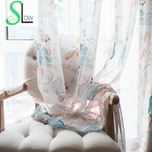Slow Soul Pink Blue Modern Simple Fresh Style Linen Fabric Leaves Curtain Curtains For Bedroom Living Room And Tulle Ready Made