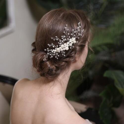 Pearl Bridal Hair Comb Wedding Hair Jewelry Ladies Hair Decoration Silver Color Handmade Pearl Comb Headpiece Bridal Accessories