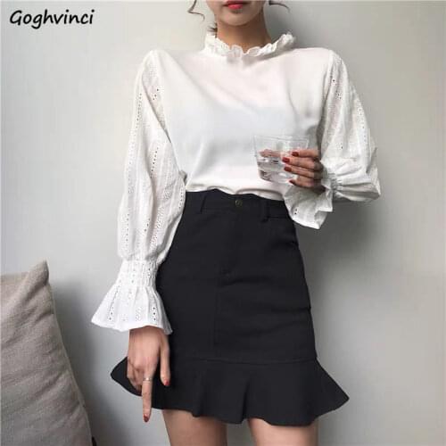High Waist Skirts Women Solid Black Casual Trumpet Ruffles Above Knee Elegant Sexy Lady Korean Style Hips Bodycon Skirt Female