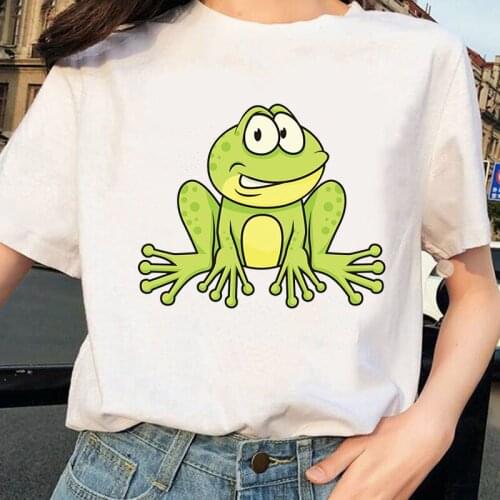 Women T-shirts Funny Clothes Aesthetic Tshirt Ulzzang Harajuku Cartoon Female T-shirt Women Tops Kawaii Cute Frog Tshirt
