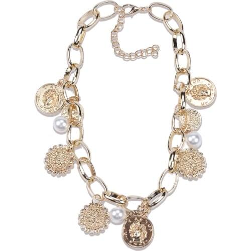 Fashion Vintage Coin Tassel Choker Necklace Women Golden Chain Hip Hop Punk Statement Big Choker Necklace Jewelry Female 2020