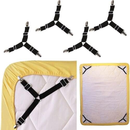 1/4pcs Triangle Bedding Bed Suspender Straps Sheet Clips Bed Button Easy adjustment Buckles Mattress Fastener Holder Grippers