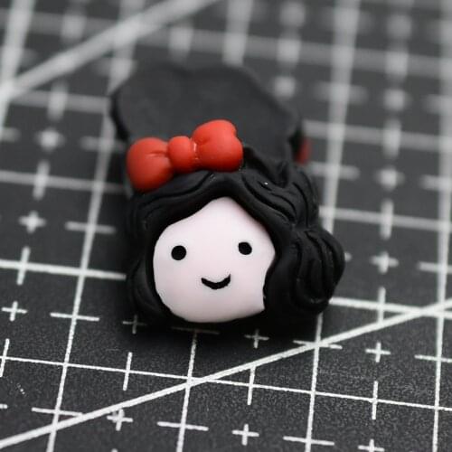 1pcs/lot resin flat back Simulation black hair girl princess 18mm Cabochons Scrapbooking Hair Bow Center DIY Christmas decration