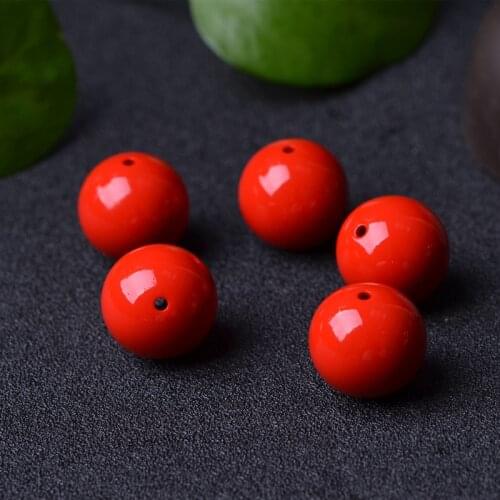 20pcs/lot High Quality Round Cinnabar Beads 4mm 6mm 8mm 10mm 12mm 14mm Red Spacer Charm Beads DIY Fine Jewelry Making Findings