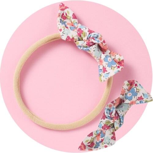4 Colors Baby Girl Bows Nylon Headbands Kids Print Headwraps Elastic Hairbands Toddler Headwear Fashion Baby Hair Accessories