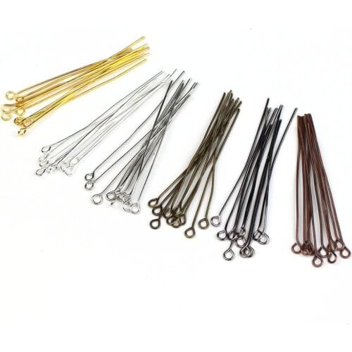400pcs/lot 16 20 25 30 40 50 60 70 mm Eye Pins Head Pins Gold/Silver/Rhodium/Gun Black Headpins for DIY Jewelry Making Supplies