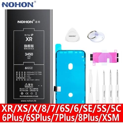 NOHON Battery For iPhone XR X XS MAX SE2 8 7 6S 6 Plus SE 2020 5S 5C 6Plus 7Plus 8Plus High Capactity Replacement Phone Bateria