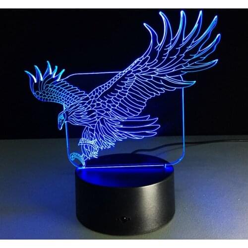 Acrylic 3D Novelty Light Flying Eagle LED Lamp 7 Colors Changing 3D Table Lamp Luminaria LED Night Lights baby room night light