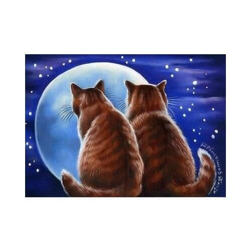 Diamond mosaic full square diamond embroidery beads kitty Cat lovers moon animal diamond cross stitch sets unfinish painting