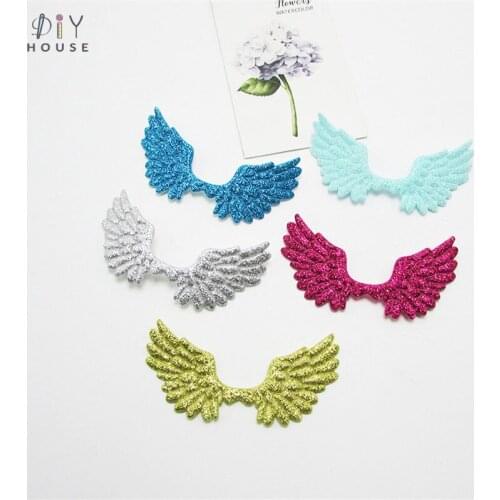 10-60Pcs Glitter Cute Color Angel Wings Padded Patches Appliqued DIY Craft Supplies Kids Hair Pin Accessories Material Embossing