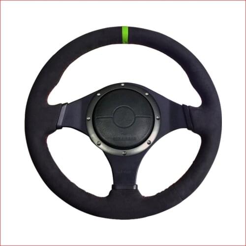 MEWANT Black Suede Green Marker Steering Wheel Cover for Mitsubishi Lancer Evolution 8 VIII Lancer Evolution 9 IX