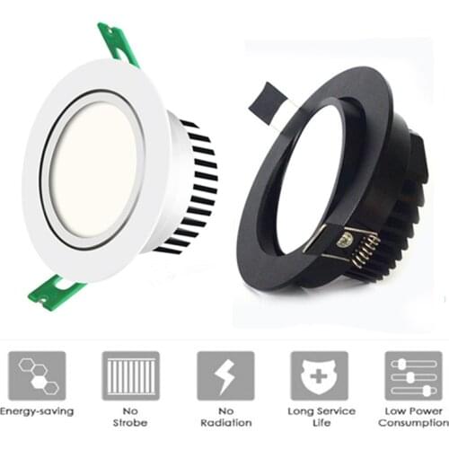 COB LED Downlight Dimmable 5W 7W 10W 12W 15W20W30W 85-220V LED Ceiling downlight light Recessed in Foyer Adjust angle Round Lamp