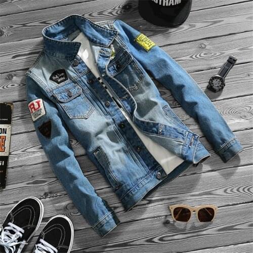 Individuality Design Spring Mens Denim Jacket Coat Fashion Streetwear Slim Fit Windbreaker Cowboy Male Jeans Outerwear M-5XL