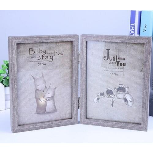 European Photo Frame And American Creative New Cartoon Animal Double Wooden Frame 6 Inch 7 Inch Double Color Home Bedroom